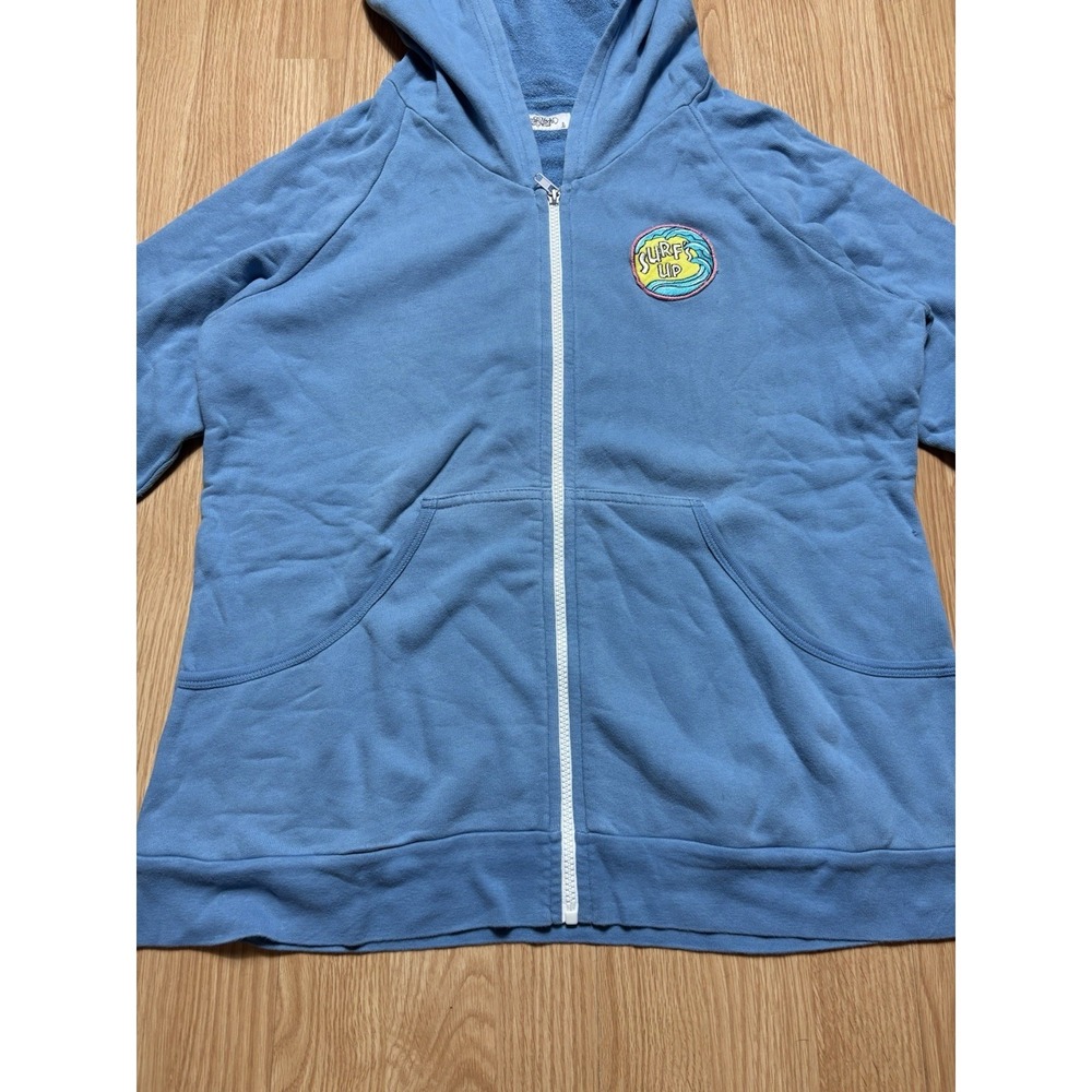 Lauren Moshi Blue Surfs Up Shark Women Large Full Zip Up Hoodie Beach Summer - Picture 4 of 11